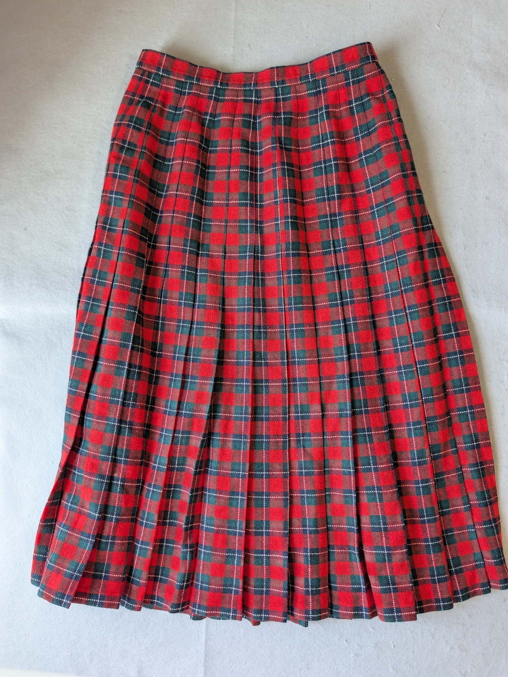 Vintage Y2K Pendleton Wool Skirt Womens 2 Red Tartan Plaid Pleated Midi USA 26” - Picture 2 of 8